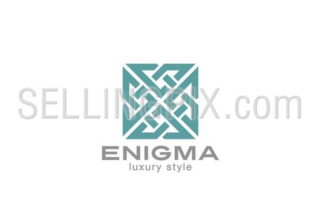 Square Enigma Rebus Maze Logo infinity loop design vector template.
Infinite Labyrinth Logotype luxury concept. Jewelry Looped icon.