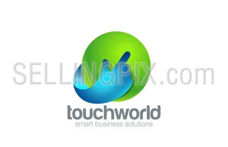 Hand Touch Logo Technology design vector template.
Finger pressing button Logotype app concept. Touchscreen icon.