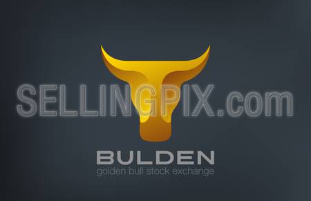 Golden Bull Head Logo design vector template.
Stock Exchange strategy 3d logotype concept icon.
Symbol of Power, Strength.