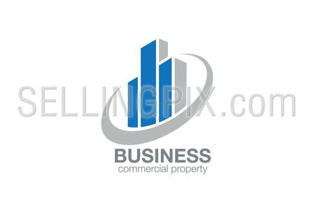 Real Estate Logo abstract design vector template. Finance concept.
Stylized Skyscrapers such as Charts diagram of Stock Exchange Logotype icon.