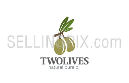 Two Olives Logo design vector template.
Agriculture Farm Olive oil Logotype concept icon.