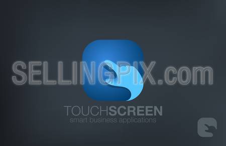 Logo Touch screen Hand finger design vector template.
Application Software technology logotype icon.