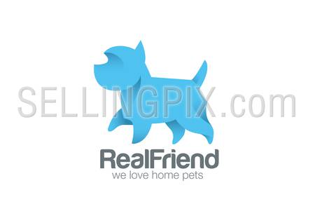 Logo Dog Terrier Walking design vector template.
Logotype doggy friend. Home pet icon concept.