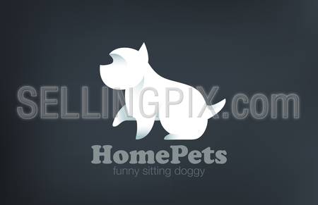 Logo Dog Terrier Sitting design vector template.
Logotype doggy real friend. Home pet icon concept.