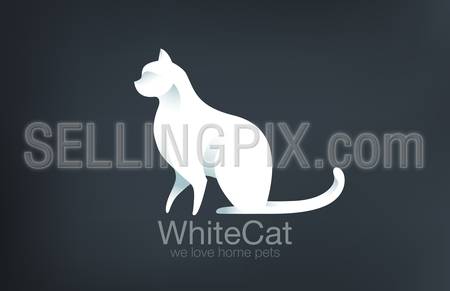 Logo Cat Sitting design vector template.
Logotype Kitty. Home pet icon concept.