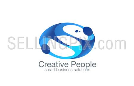 Partners abstract Love couple people Logo design vector template. 
Contract deal friends Logotype. Teamwork co-working concept icon.