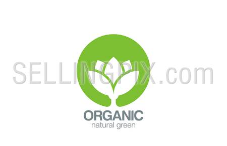 Green Circle Flower logo design vector template. Organic logotype creative concept.
Eco farm idea ecology icon.