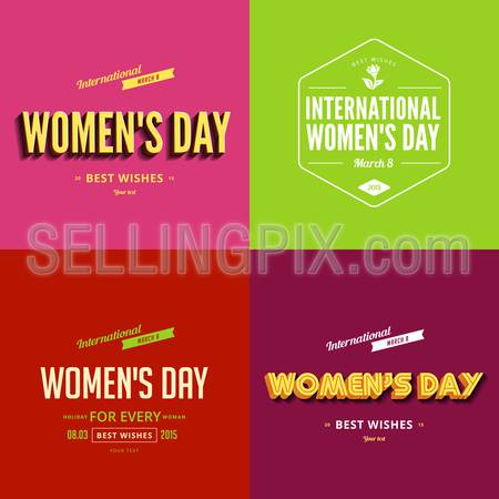 International Women’s day 8 March Typography Poster templates.
Lettering Long shadow Design vector.