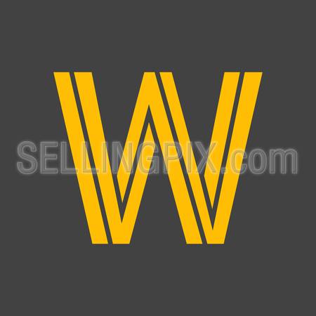 Letter W vector alphabet impossible shape. ABC concept type as logo. Typography design