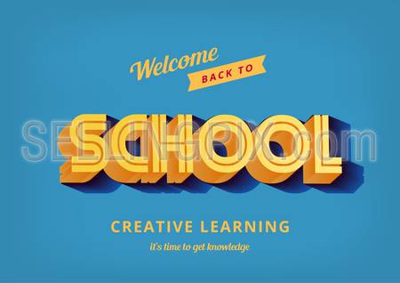 Back to School vector design typography poster template vintage style.