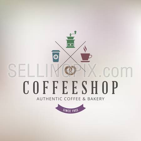 Logo Coffee shop Retro Vintage Label design vector template.
Coffeeshop Restaurant Bar Logotype Menu concept icon.