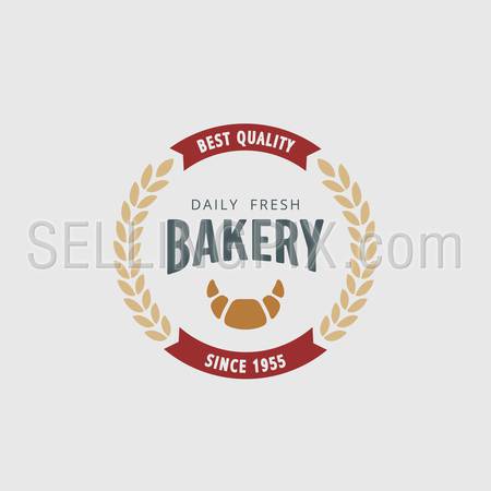 Logo Bakery Retro Vintage Label design vector template. Hipster Logotype for restaurant bar menu.