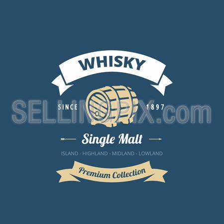Logo Whisky Retro Vintage Label design vector template.
Hipster Logotype for restaurant menu.