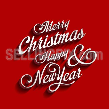 Merry Christmas and Happy New Year type calligraphic typography. Greeting Invitation card calligraphy element classic vintage retro style design.