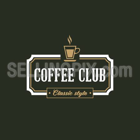 Hot Coffee Cup Logo Hipster design vector template.Retro Vintage Label Hot Drink Mug Logotype Typography Concept.