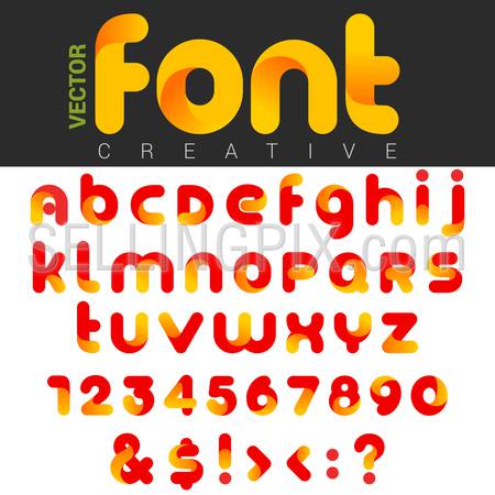 Font design vector rounded funny cartoon. Can be used as Logos. Letters and Numbers and other Characters & Symbols included.