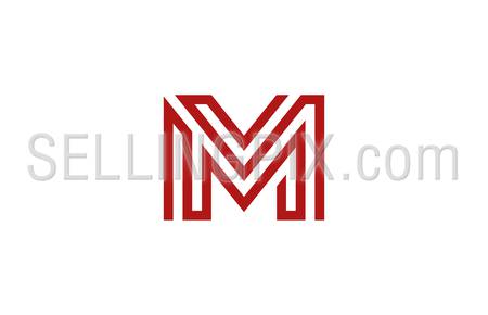 Letter M Logo vector alphabet design element template. ABC concept type as logotype. Typography icon line art