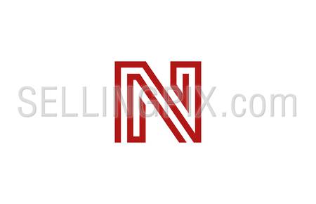 Letter N Logo vector alphabet design element template. ABC concept type as logotype. Typography icon line art
