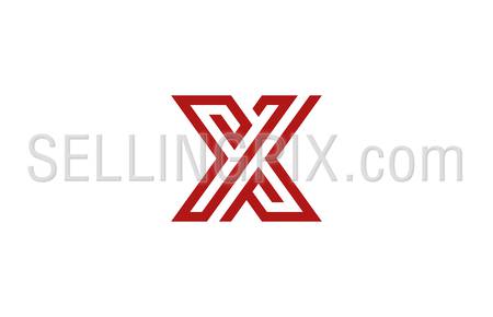 Letter X Logo vector alphabet design element template. ABC concept type as logotype. Typography icon line art