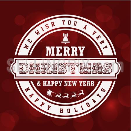 Merry Christmas Vintage Lettering Design Greeting Card on Red Holiday background. 
Vector illustration Happy New Year Happy Holidays Template. Retro Label.
