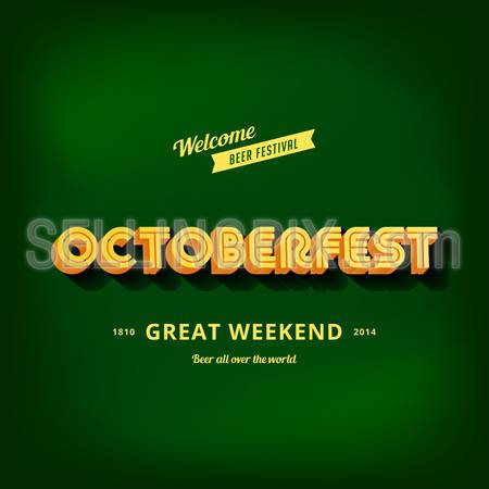 Octoberfest festival typography vintage retro style vector design poster template.
Creative 3d typo font October-fest menu banner