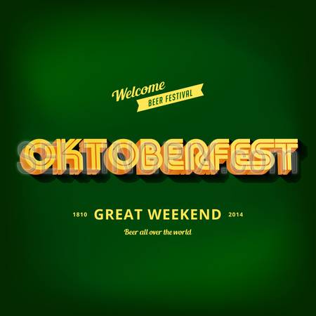Octoberfest festival typography vintage retro style vector design poster template.
Creative 3d typo font Oktoberfest menu banner