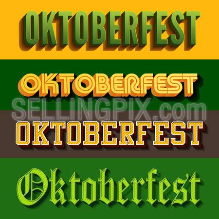 Oktoberfest festival typography vintage retro styles vector design poster template.
Creative 3d typo font Octoberfest typographic menu banner long shadow