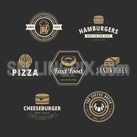 Fastfood Retro Vintage Labels as Logo design vector template set