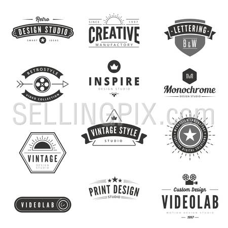 Vintage Retro Logos Labels vector template.
Creative Typography Lettering Logo Design.