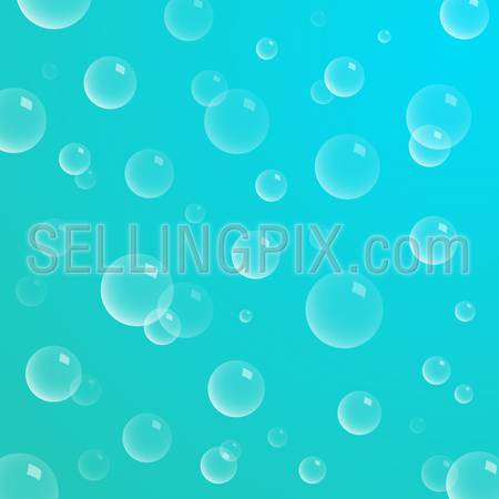 Blue Water background vector with Bubbles close up.