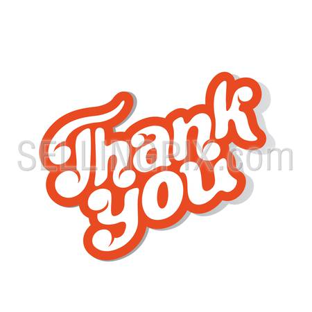 Thank you Hand drawn text calligraphic vintage retro style sticker badge