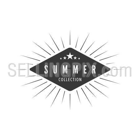 Summer Vintage Label design vector template.
Retro badge with rays such as logo.