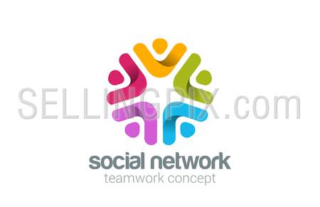 Social Team Network Logo design vector. Teamwork logotype.
Partnership, Community, Leadership concept. People holding hands icon.