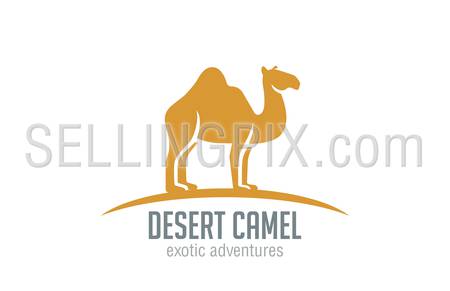 Camel Logo vector design template silhouette.
Desert Travel logotype concept.