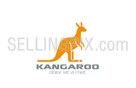 Kangaroo Logo vector design silhouette template.
Logotype for bags, sport etc.