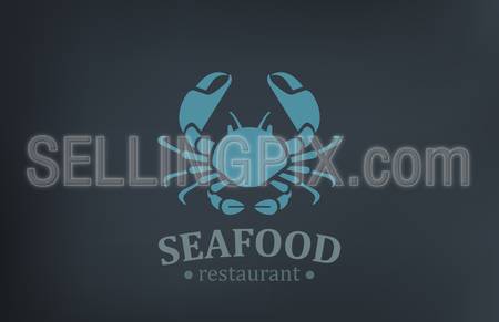 Seafood Restaurant Logo vector design template.
Crab Logotype vintage style icon.