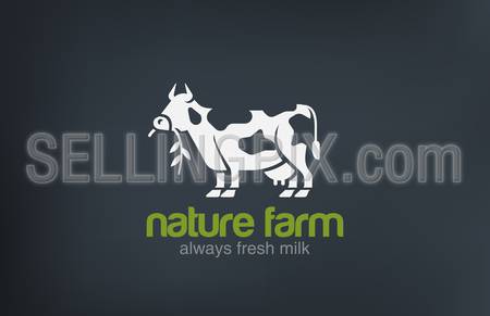 Cow Logo silhouette vector design template.
Fresh Natural Milk Farm Logotype concept icon.