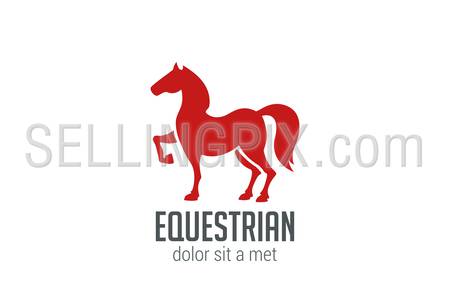 Horse Equestrian Logo vector design template. Home Farm Animal sport icon. Stallion silhouette logotype.