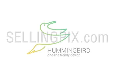 Hummingbird flying line art vector logo design template.
Creative concept icon.