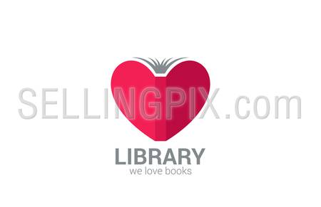 Book Store vector logo design template. Creative library concept.
Learn, study idea icon. Love Books symbol.
