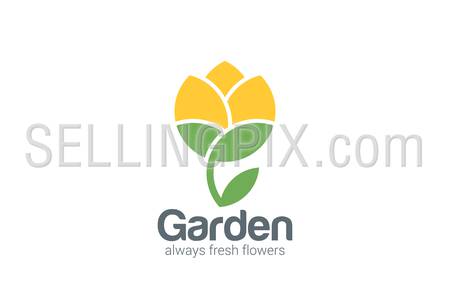 Flower abstract vector logo design template. Creative garden icon. 
Flourish plant flat style.