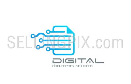Business Technology vector logo design template. Web solution circulation system. Electronic Digital Document File data transfer concept idea.
