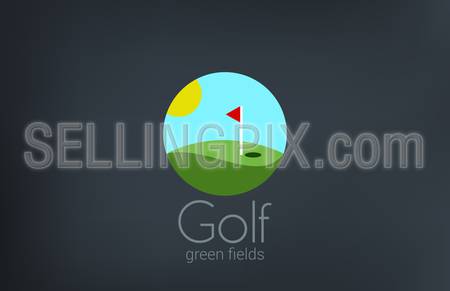 Golf club emblem vector logo design template. 
Golf fields creative concept icon flat style.