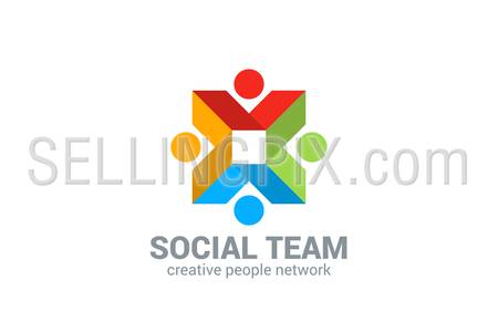 Social network vector logo design template. Internet outernet teamwork symbol. 
Team, friendship, partnership, society creative web concept sign icon.