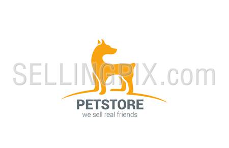 Pet shop Dog standing silhouette vector logo design template.
Real Friend concept icon.