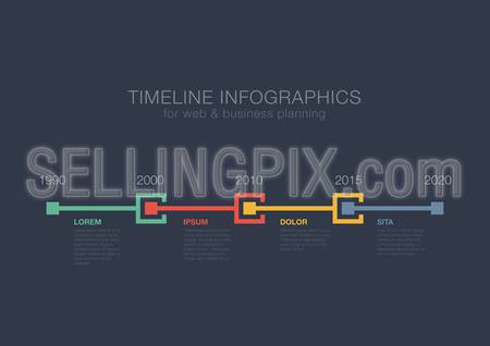 Timeline Infographics squares vector design template for financial reports, media, website, blog, infographic statistics. Editable.