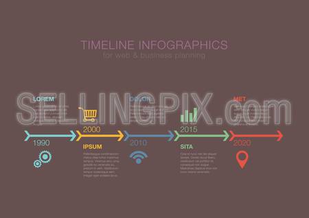 Business Timeline Infographics arrows vector design template for financial reports, website, infographic statistics. Editable.