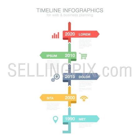 Timeline Infographics vertical vector design template for business financial reports, website, infographic statistics with icons. Editable.