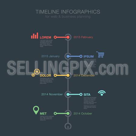 Timeline Infographics tree view vertical vector design template for business financial reports, website, infographic statistics. Editable.
