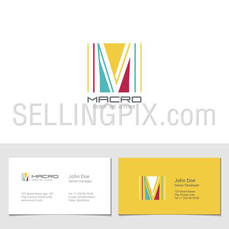 Corporate Logo M Letter company vector design template.
Logotype with identity business visit card.